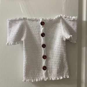 white off the shoulder crop top